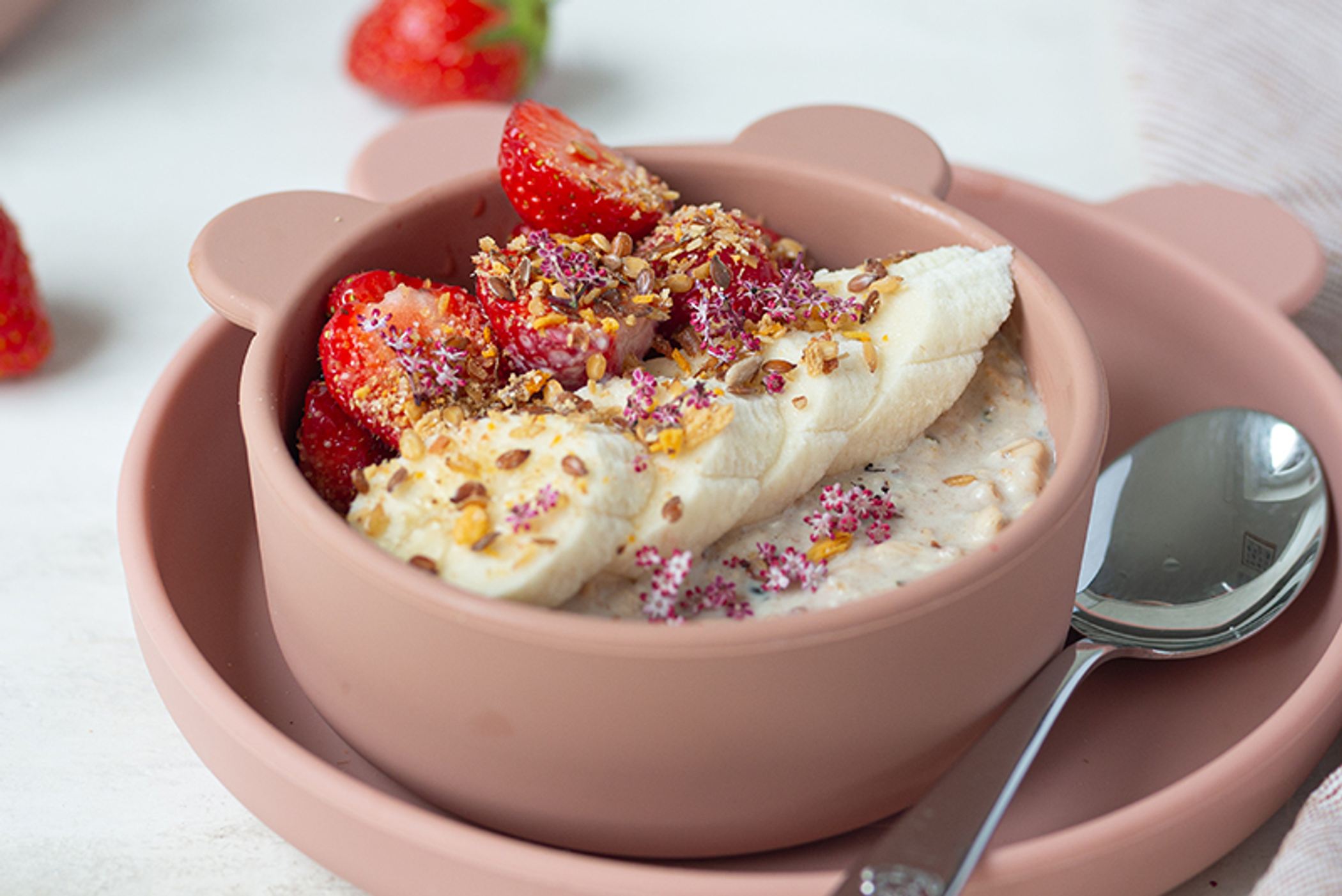 Budwig Kinder-Porridge mit Erdbeer und Banane