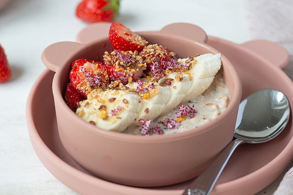 Budwig Kinder-Porridge mit Erdbeer und Banane