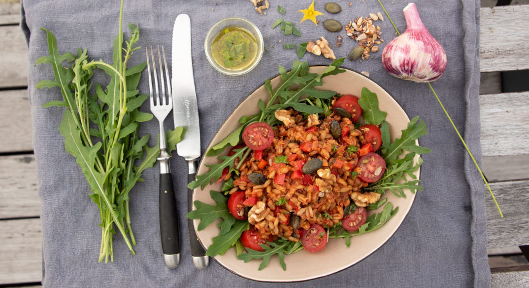 Grünkernsalat mit Rucola