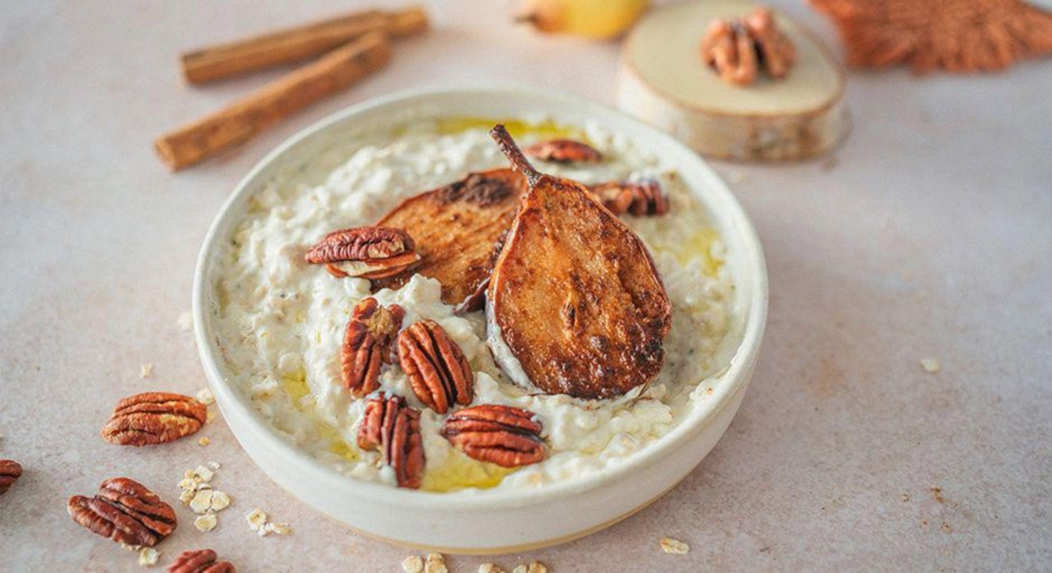 Porridge mit gebackener Birne