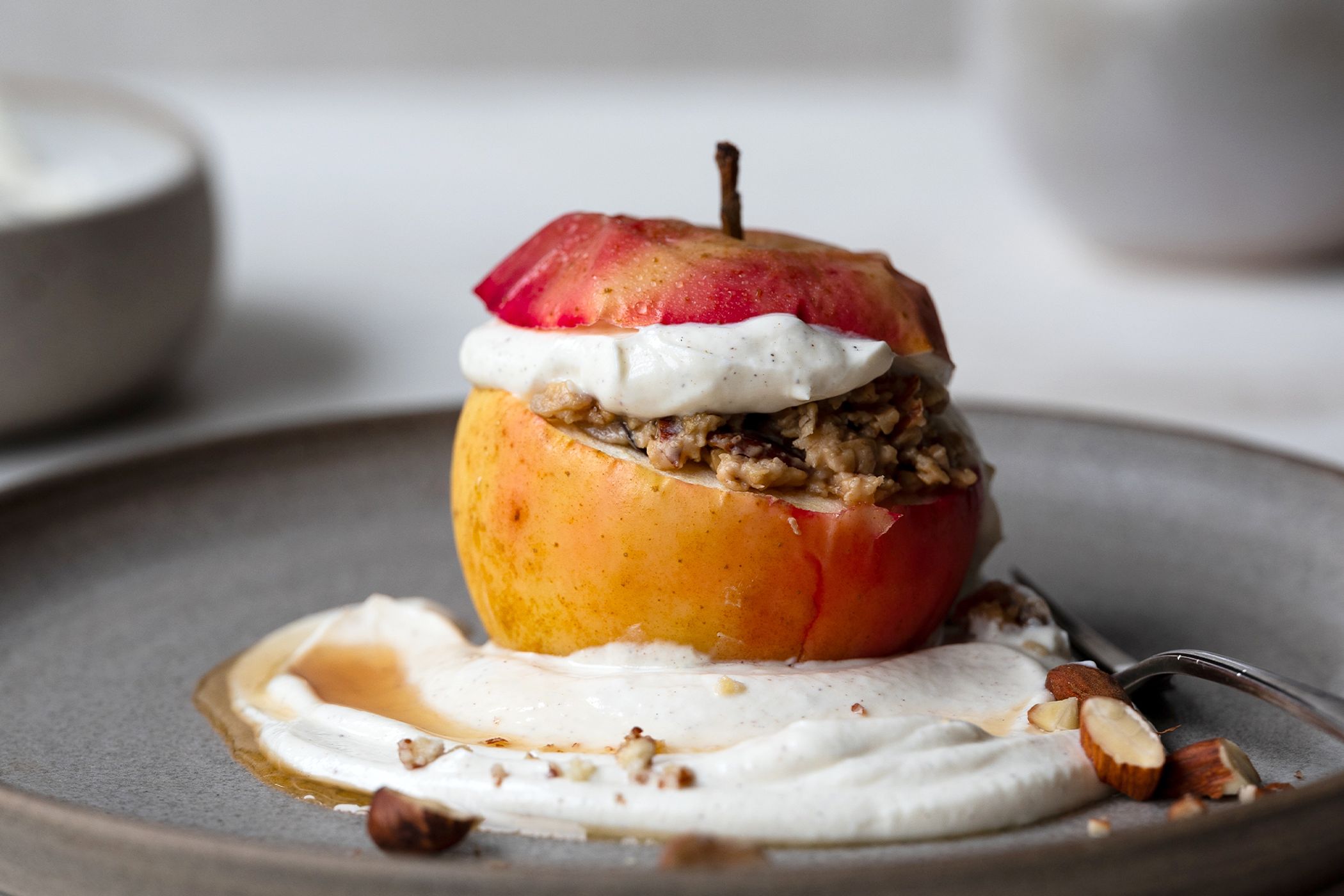 Bratapfel mit Budwig Creme Vanille