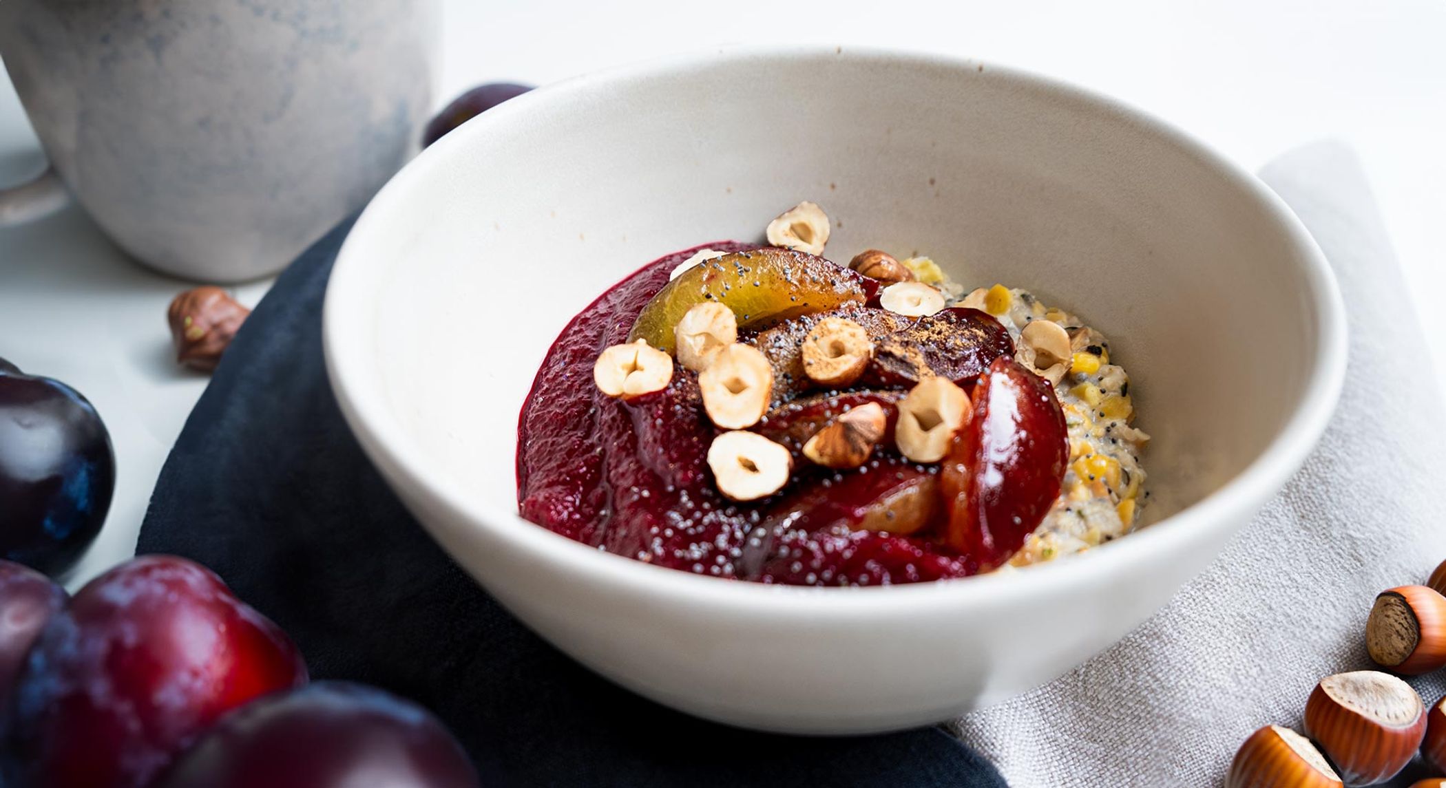 Porridge mit Pflaume und Roter Bete 