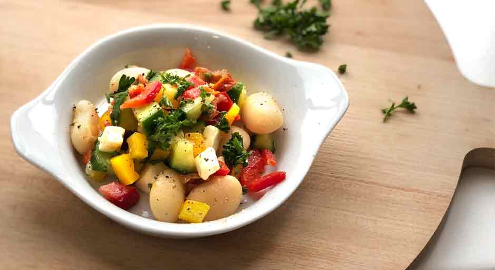 Weiße Bohnen Salat mit Budwig Leinöl-Dressing